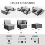 7-Piece Outdoor Wicker Rattan Sectional Sofa Set with Premium Cover - Image 6